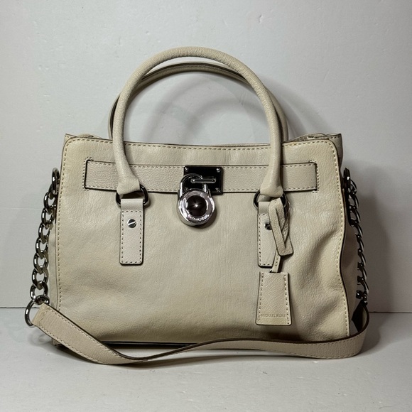 Michael Kors Hamilton Satchel Shoulder Bag Ivory - Picture 1 of 14